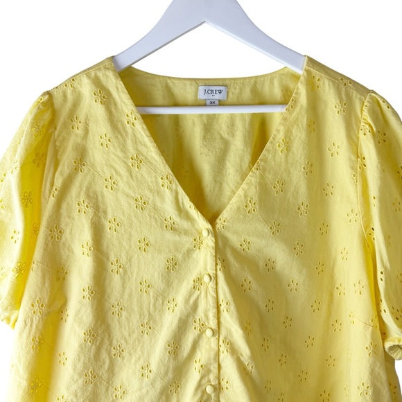 J.Crew Factory Eyelet Button-Front Shirt Yellow Sz 3X - Picture 2 of 6
